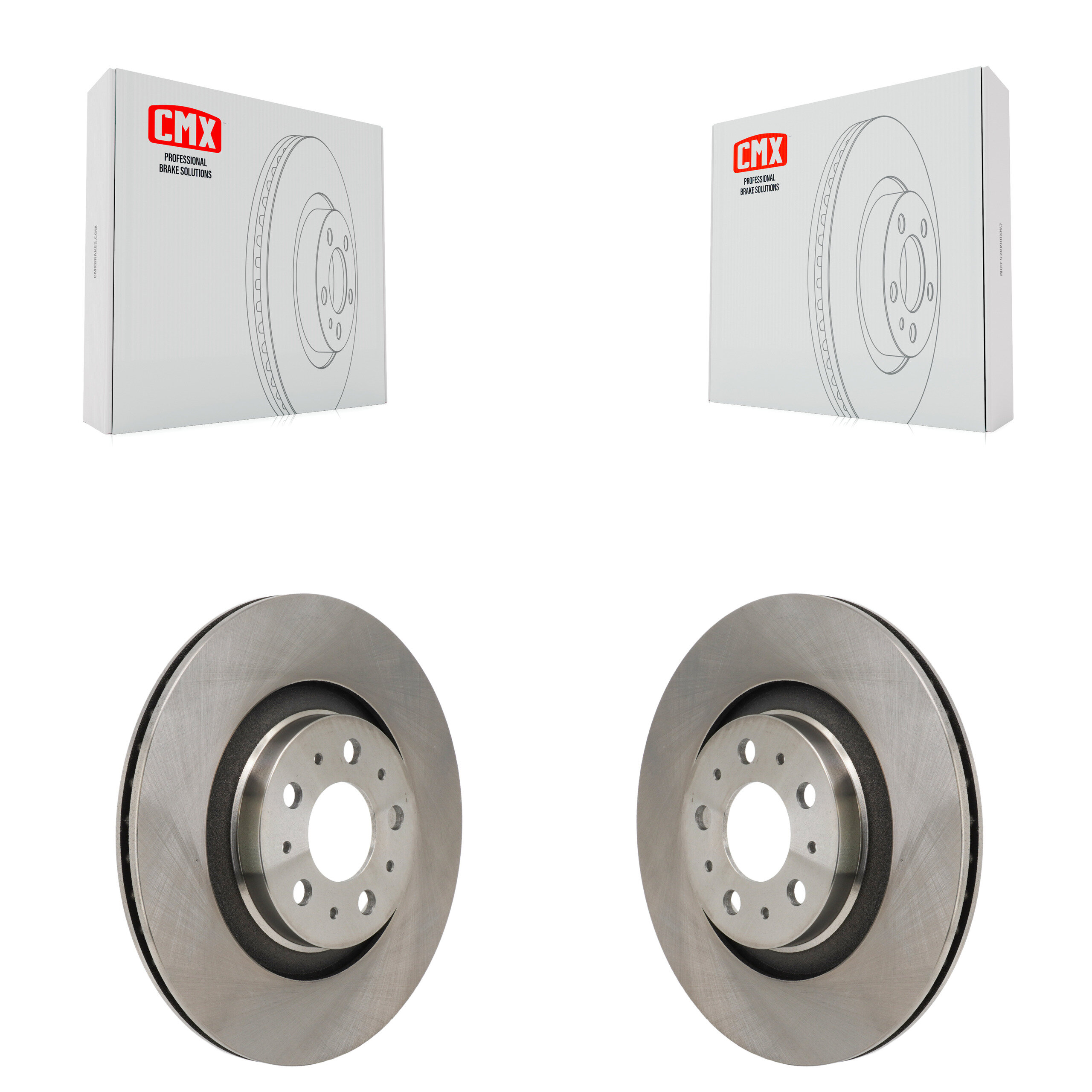 Rear Disc Brake Rotors Pair For 2020-2025 Tesla Y With Gray Painted Calipers K8-102655