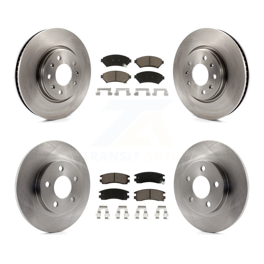 Front Rear Brake Rotors & Ceramic Pad Kit For 2003-2004 Cadillac Seville With Solid Rotor K8C-100857