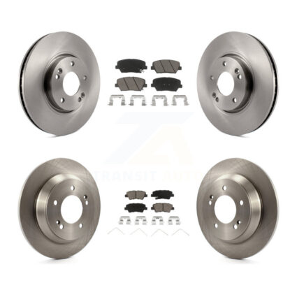 Front Rear Brake Rotors Ceramic Pad Kit For 2014-2017 Kia Rondo With Manual Parking K8C-101585