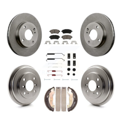 Front Rear Disc Brake Rotors Ceramic Pads And Drum Kit (7Pc) For Ford Fiesta K8C-102175
