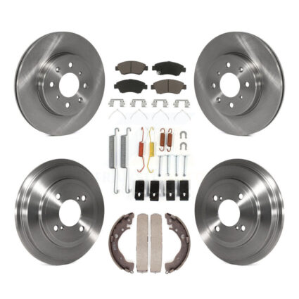 Front Rear Disc Brake Rotors Ceramic Pads And Drum Kit (7Pc) For 2015-2020 Honda Fit K8C-102178