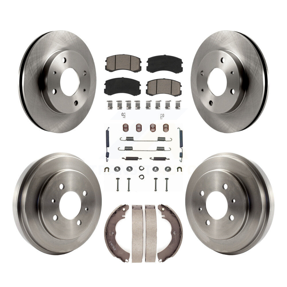 Front Rear Disc Brake Rotors Ceramic Pads And Drum Kit (7Pc) For Mitsubishi Lancer K8C-102179