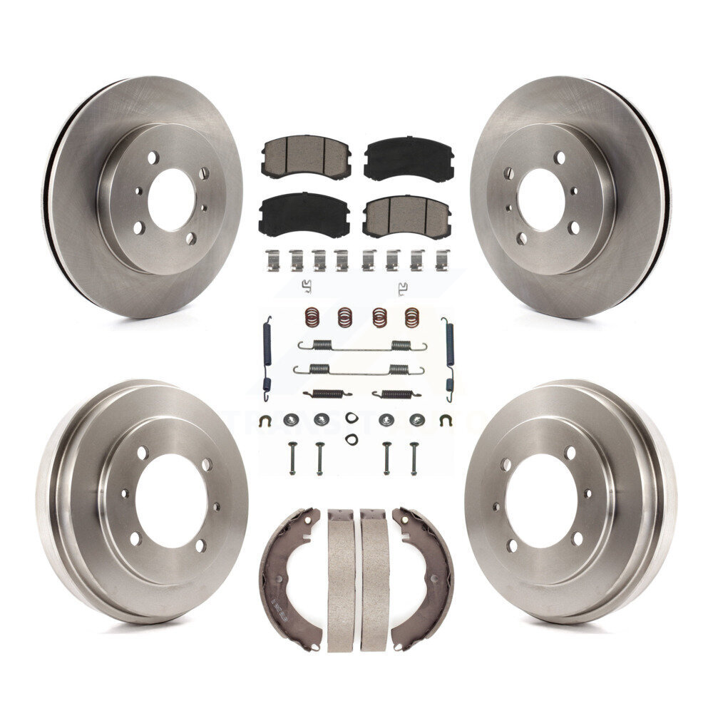 Front Rear Disc Brake Rotors Ceramic Pads And Drum Kit (7Pc) For Mitsubishi Lancer ES K8C-102182