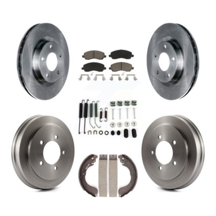Front Rear Brake Rotors Ceramic Pad Drum Kit (7Pc) For Jeep Patriot Compass Dodge Caliber K8C-102217