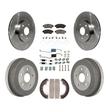 Front Rear Disc Brake Rotors Ceramic Pads And Drum Kit (7Pc) For 1996-2000 Toyota RAV4 K8C-102218