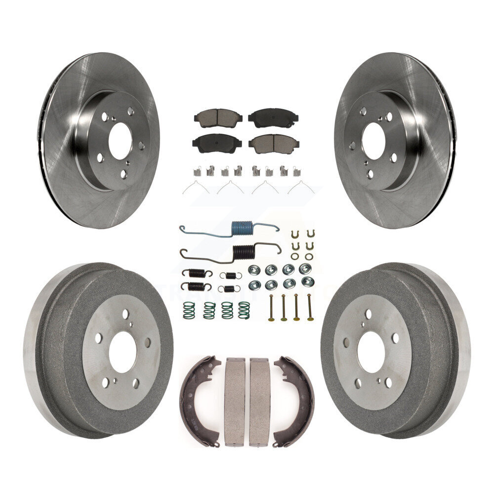 Front Rear Disc Brake Rotors Ceramic Pads And Drum Kit (7Pc) For 1996-2000 Toyota RAV4 K8C-102218