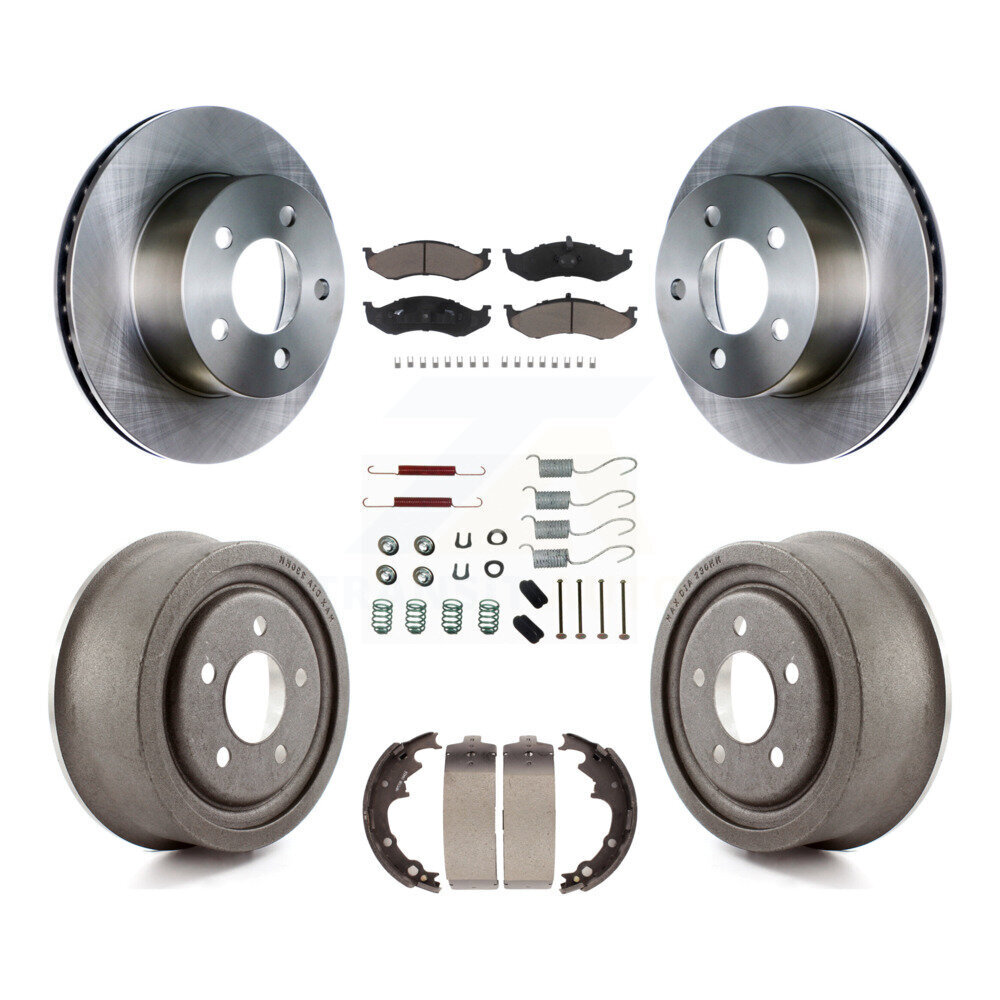 Front Rear Disc Brake Rotors Ceramic Pads And Drum Kit (7Pc) For Jeep Wrangler Cherokee K8C-102219