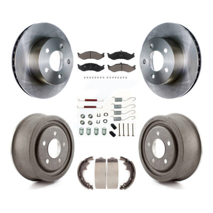 Front Rear Brake Rotor Ceramic Pad Drum Kit (7Pc) For 97-98 Jeep TJ With 9″ Diameter K8C-102221