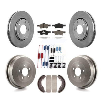 Front Rear Disc Brake Rotor Ceramic Pad Drum Kit (7Pc) For Dodge Caravan Chrysler Voyager K8C-102229