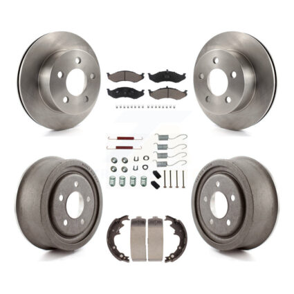 Front Rear Brake Rotor Ceramic Pad Drum Kit (7Pc) For Jeep Wrangler With 9″ Diameter K8C-102232
