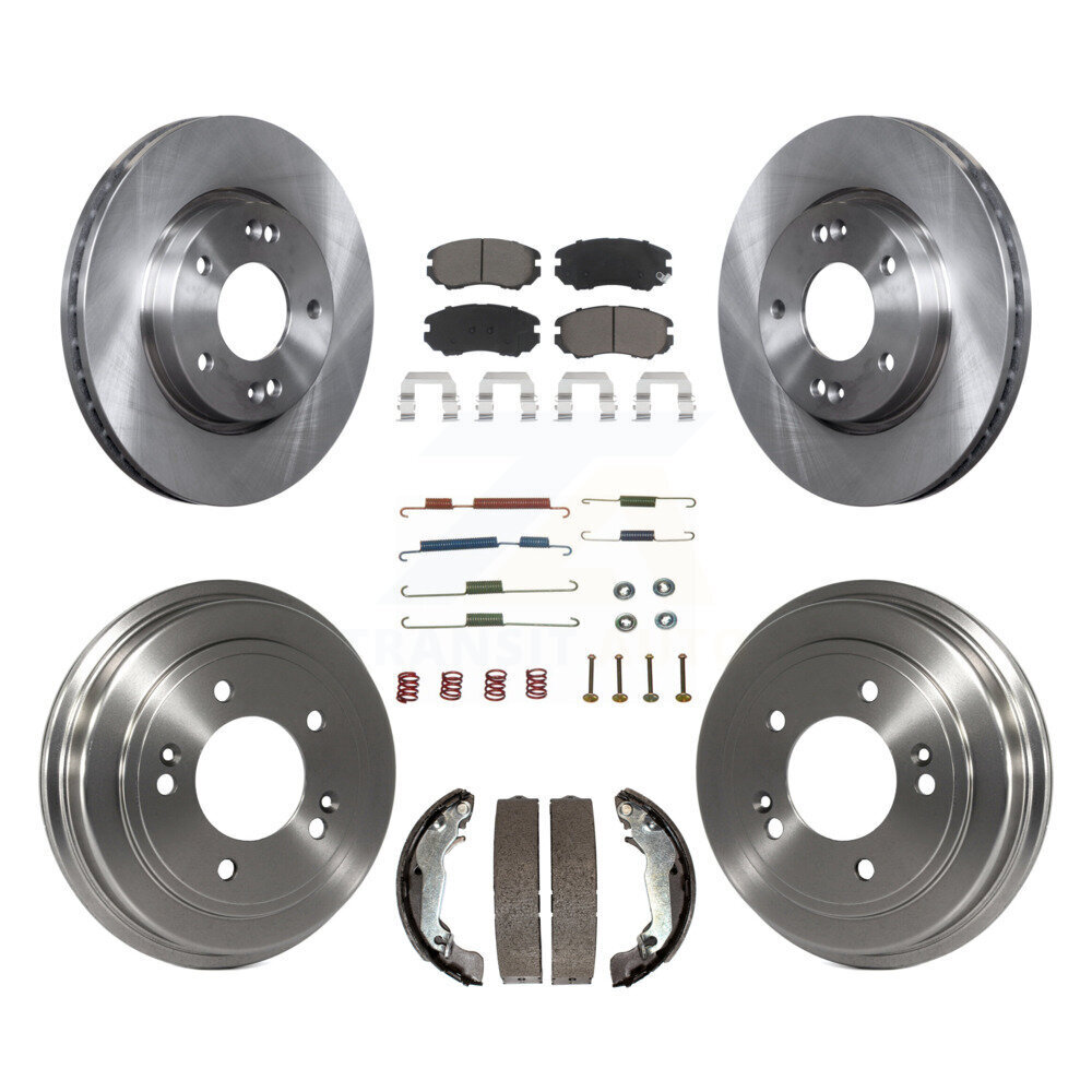Front Rear Disc Brake Rotors Ceramic Pads And Drum Kit (7Pc) For Hyundai Elantra K8C-102234
