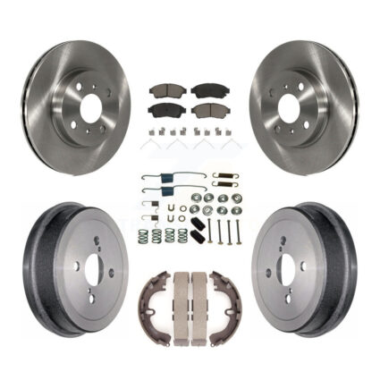 Front Rear Brake Rotors Ceramic Pad Drum Kit (7Pc) For 1993-1997 Toyota Corolla Geo Prizm K8C-102238