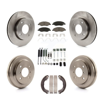 Front Rear Disc Brake Rotors Ceramic Pad & Drum Kit (7Pc) For 2009-2011 Nissan Versa 1.6L K8C-102245