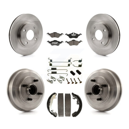 Front Rear Brake Rotor Ceramic Pad & Drum Kit (7Pc) For Ford Focus Wheel Bearing Included K8C-102258