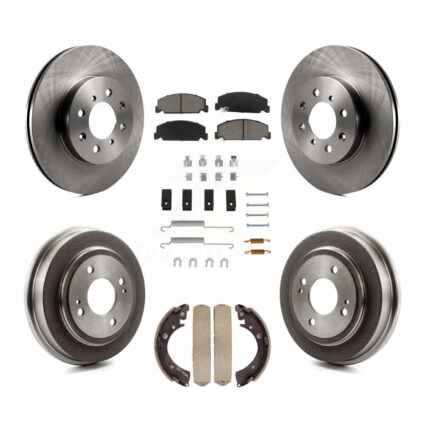 Front Rear Brake Rotors Ceramic Pad Drum Kit (7Pc) For 97 Honda Civic LX with 4-Wheel ABS K8C-102262