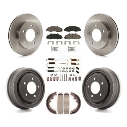 Front Rear Disc Brake Rotors Ceramic Pads And Drum Kit (7Pc) For Ford F-150 4WD K8C-102263