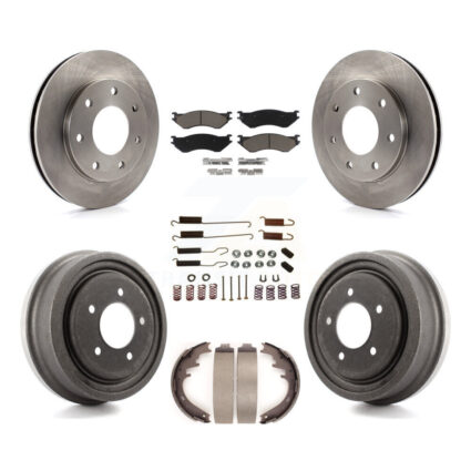Front Rear Brake Rotor Ceramic Pad Drum Kit (7Pc) For 99 Ford F-150 4WD With 7 Lug Wheels K8C-102264