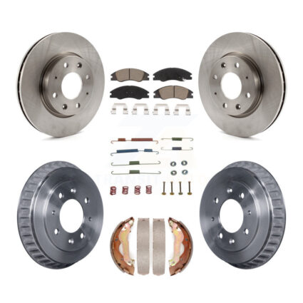 Front Rear Brake Rotors Ceramic Pad Drum Kit (7Pc) For 07-09 Kia Spectra rear brakes K8C-102265