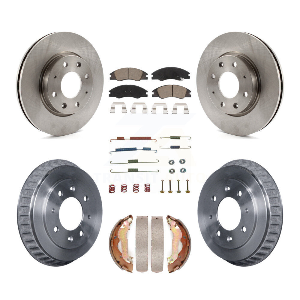Front Rear Brake Rotors Ceramic Pad Drum Kit (7Pc) For 07-09 Kia Spectra rear brakes K8C-102265