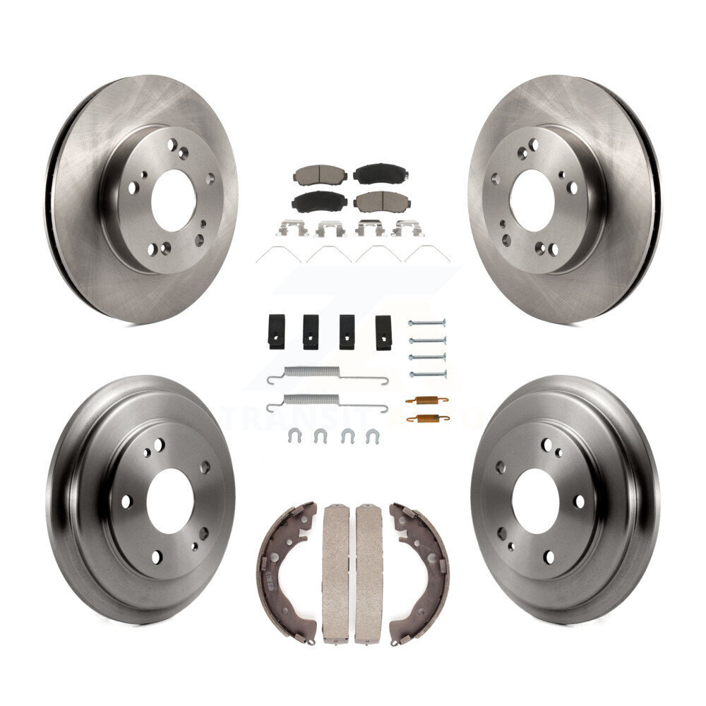 Front Rear Disc Brake Rotors Ceramic Pads And Drum Kit (7Pc) For Honda Civic K8C-102271