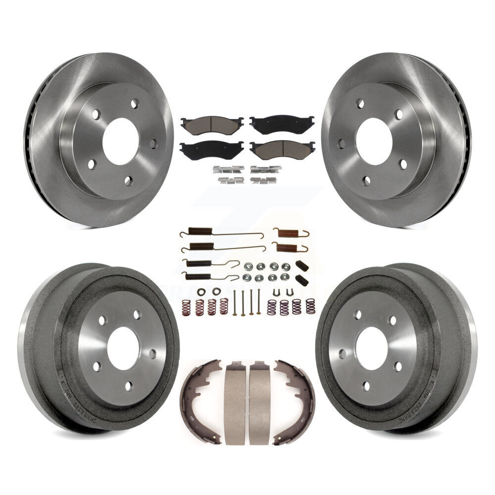 Front Rear Disc Brake Rotor Ceramic Pad & Drum Kit (7Pc) For 2000-2001 Dodge Ram 1500 RWD K8C-102272