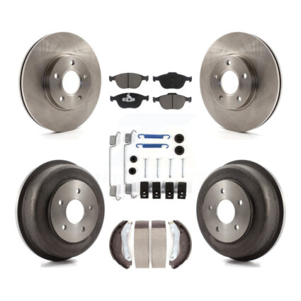 Front Rear Disc Brake Rotor Ceramic Pad Drum Kit (7Pc) For 2010-2013 Ford Transit Connect K8C-102307
