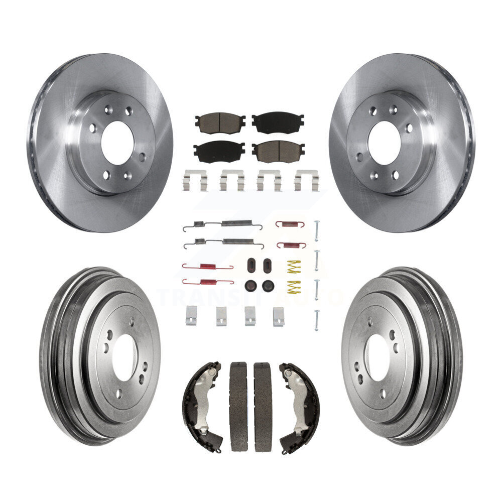 Front Rear Disc Brake Rotors Ceramic Pad & Drum Kit (7Pc) For Hyundai Accent Kia Rio Rio5 K8C-102311