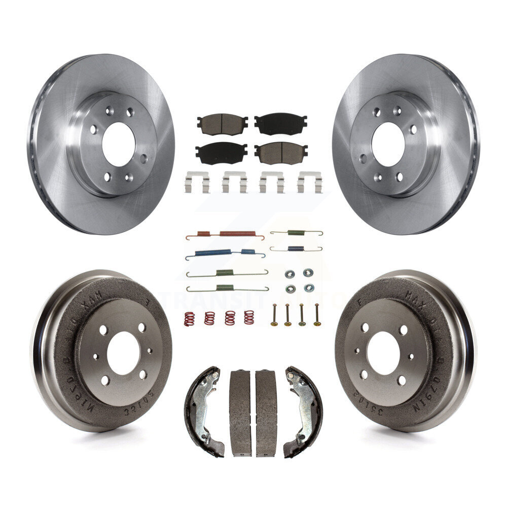 Front Rear Brake Rotor Ceramic Pad Drum Kit (7Pc) For 06 Hyundai Accent Sedan To 09 30 05 K8C-102312
