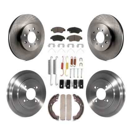 Front Rear Brake Rotor Ceramic Pad & Drum Kit (7Pc) For 2013 Honda Fit DX with GAS engine K8C-102315
