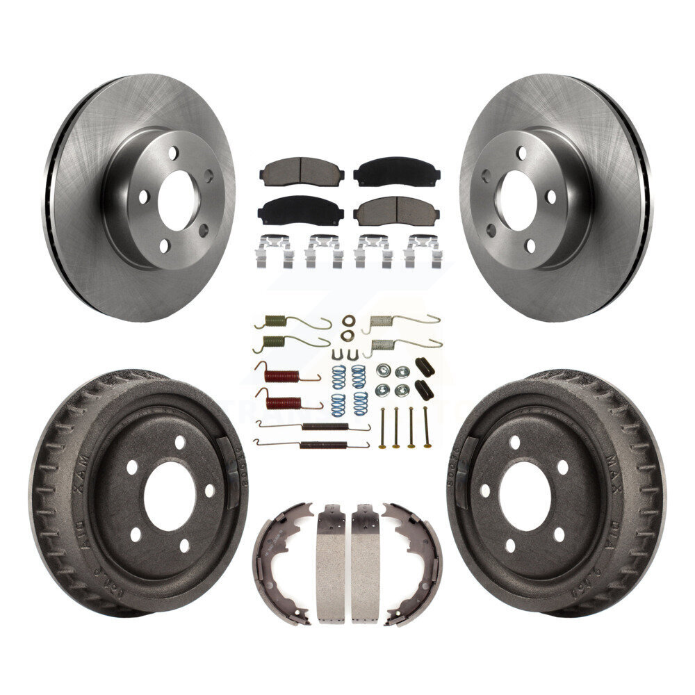 Front Rear Disc Brake Rotors Ceramic Pads And Drum Kit (7Pc) For Ford Ranger Mazda B4000 K8C-102316
