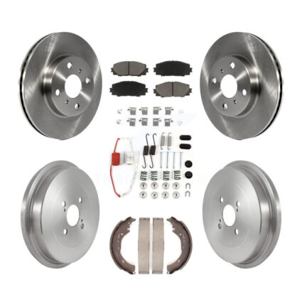 Front Rear Disc Brake Rotors Ceramic Pads And Drum Kit (7Pc) For Toyota Prius C Scion iQ K8C-102319