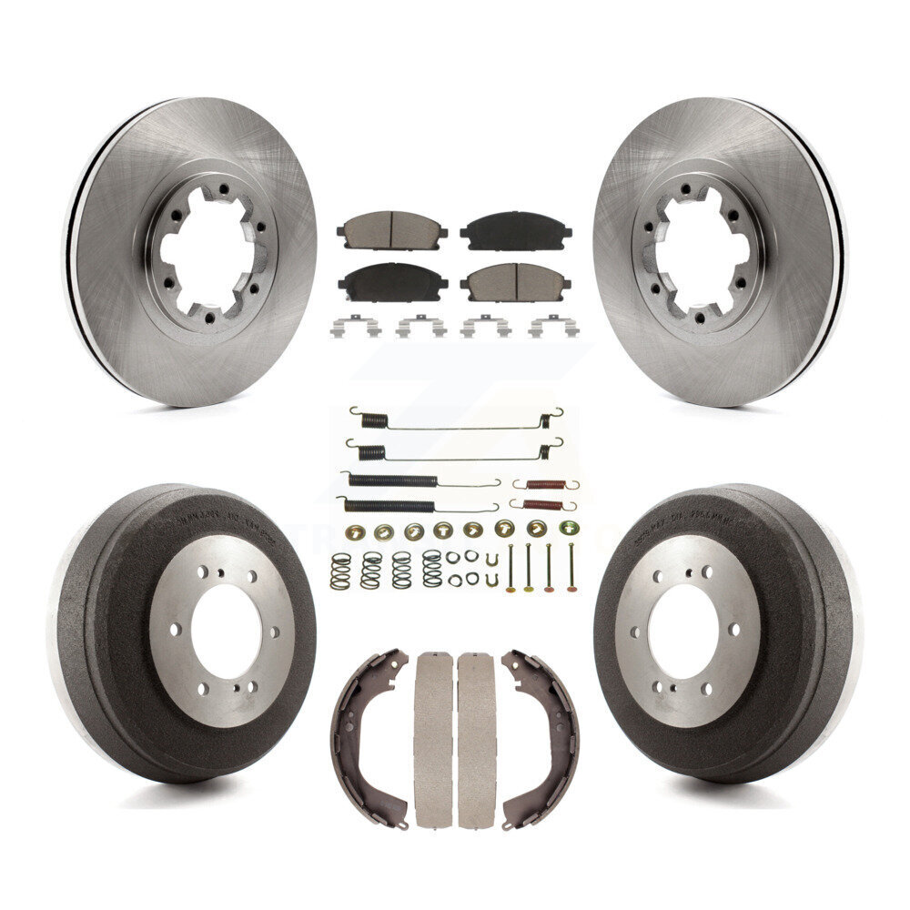 Front Rear Disc Brake Rotor Ceramic Pad Drum Kit (7Pc) For Nissan Pathfinder INFINITI QX4 K8C-102321