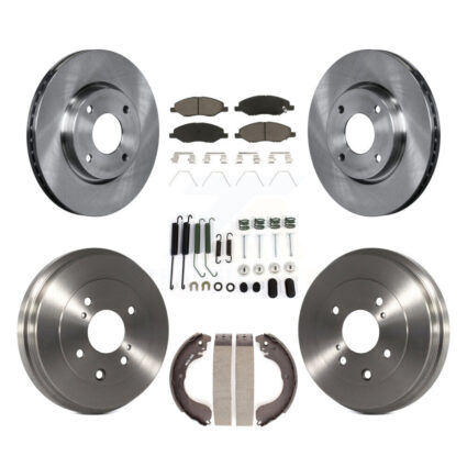 Front Rear Disc Brake Rotors Ceramic Pad Drum Kit (7Pc) For 2008 Nissan Versa 4-Wheel ABS K8C-102333