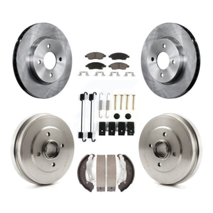 Front Rear Disc Brake Rotors Ceramic Pads And Drum Kit (7Pc) For Nissan Micra Versa Note K8C-102334