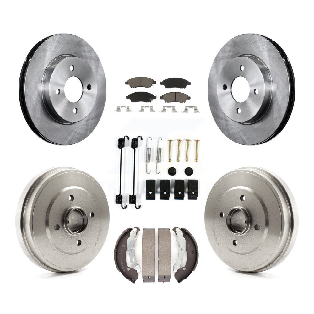 Front Rear Disc Brake Rotors Ceramic Pads And Drum Kit (7Pc) For Nissan Micra Versa Note K8C-102334