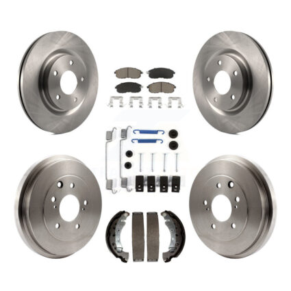 Front Rear Brake Rotors Ceramic Pad & Drum Kit (7Pc) For 17-19 Nissan Sentra Turbocharged K8C-102337