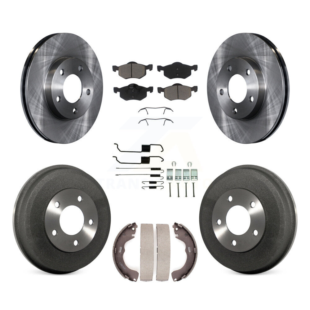 Front Rear Brake Rotor Ceramic Pad & Drum Kit (7Pc) For Ford Escape Mazda Tribute Mercury K8C-102354