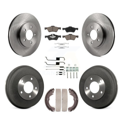 Front Rear Disc Brake Rotors Ceramic Pad & Drum Kit (7Pc) For Ford Escape Mercury Mariner K8C-102355