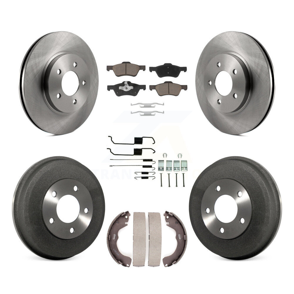 Front Rear Disc Brake Rotors Ceramic Pad & Drum Kit (7Pc) For Ford Escape Mercury Mariner K8C-102355