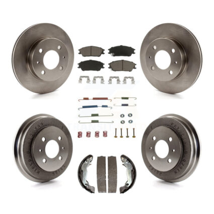 Front Rear Disc Brake Rotors Ceramic Pads And Drum Kit (7Pc) For 2003-2005 Hyundai Accent K8C-102366