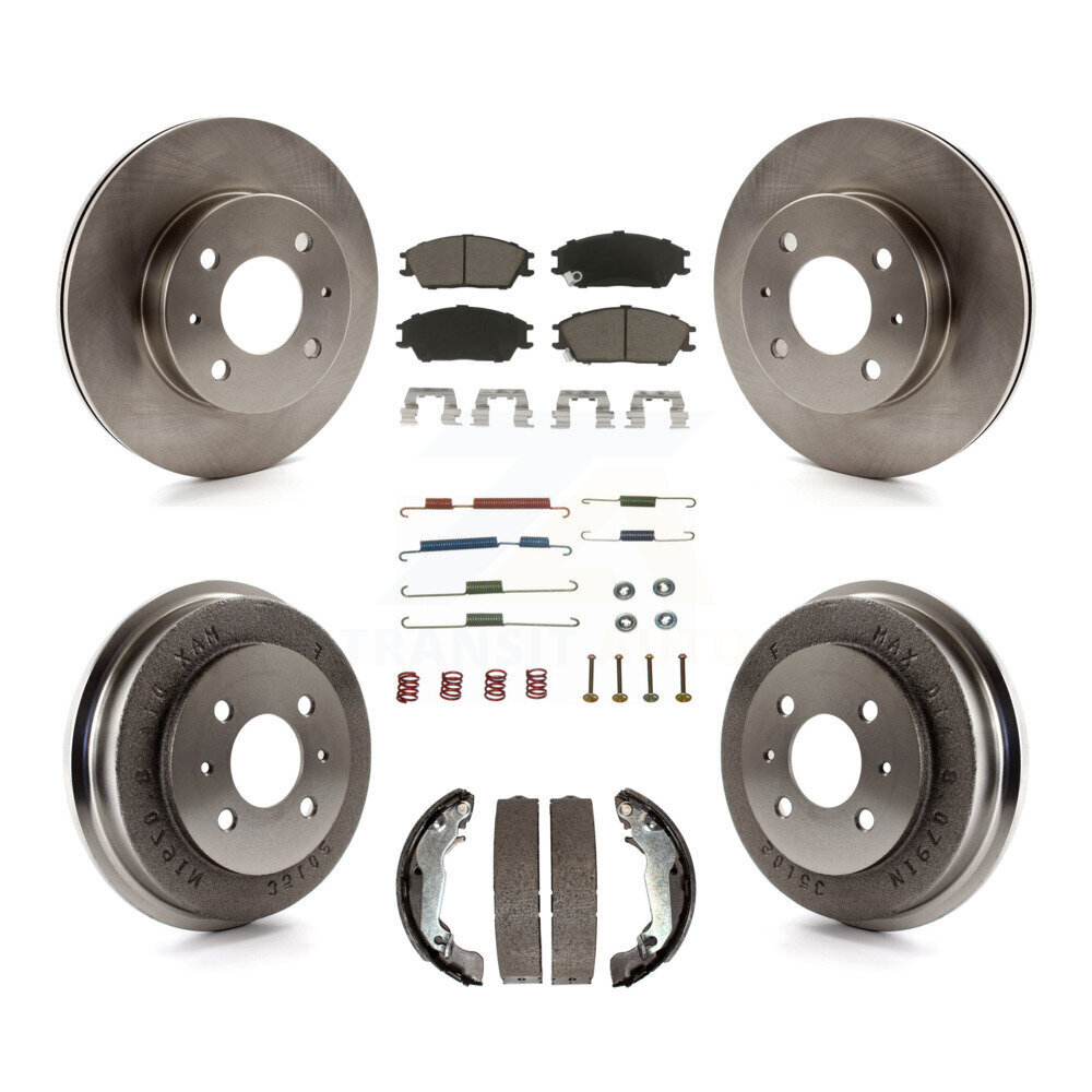 Front Rear Disc Brake Rotors Ceramic Pads And Drum Kit (7Pc) For 2003-2005 Hyundai Accent K8C-102366