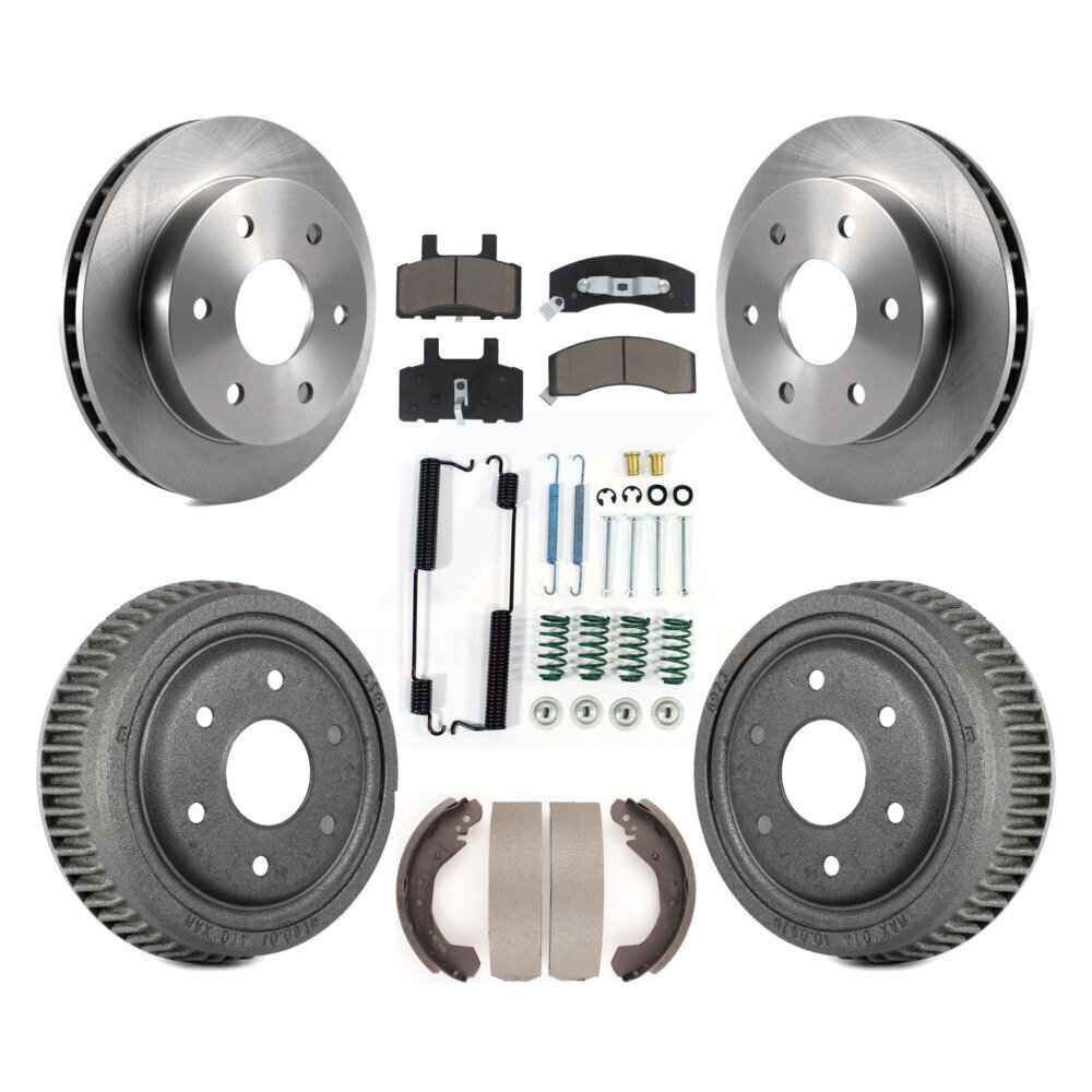 Front Rear Brake Rotors Ceramic Pad & Drum Kit (7Pc) For GMC Yukon With 10" Diameter K8C-102369