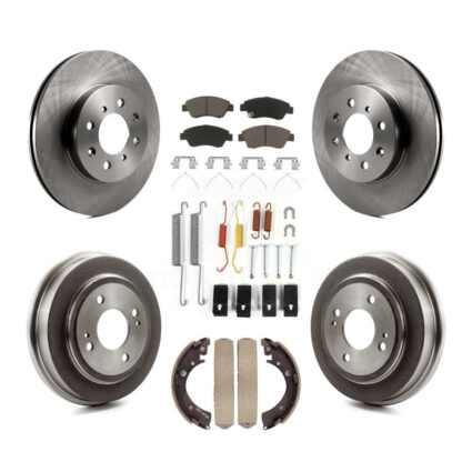 Front Rear Disc Brake Rotors Ceramic Pads And Drum Kit (7Pc) For 2007-2008 Honda Fit K8C-102373