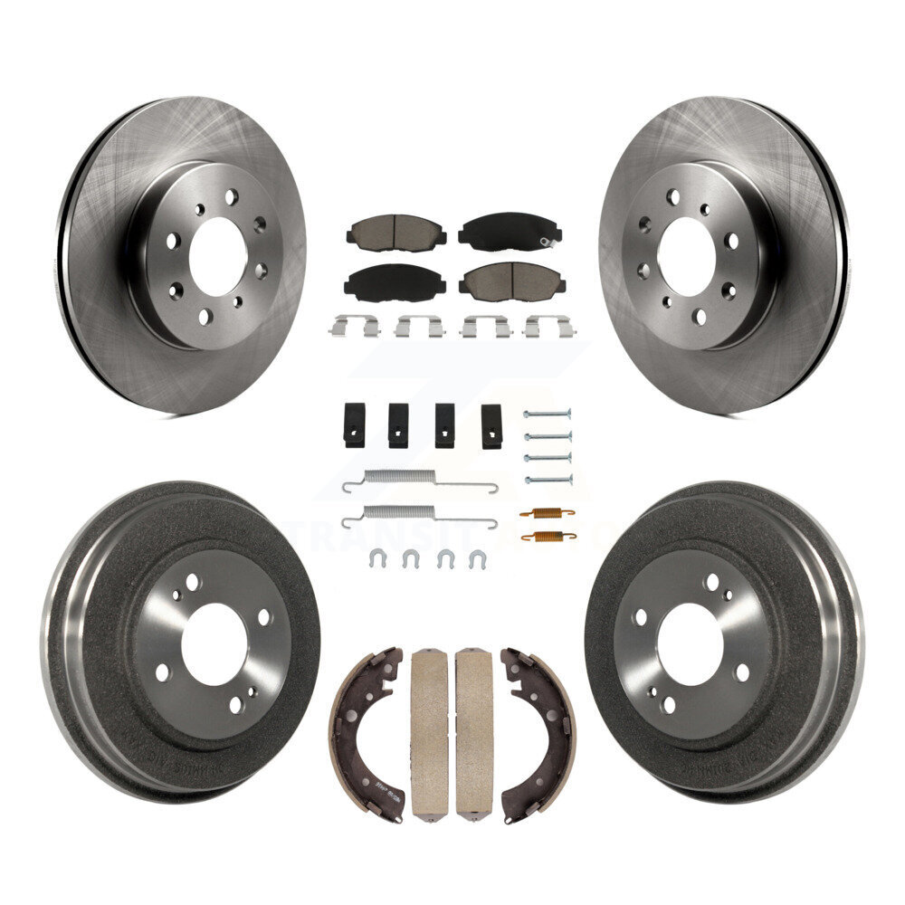 Front Rear Disc Brake Rotors Ceramic Pads And Drum Kit (7Pc) For Honda Civic K8C-102374