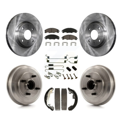 Front Rear Brake Rotor Ceramic Pad & Drum Kit (7Pc) For Ford Focus Wheel Bearing Included K8C-102377