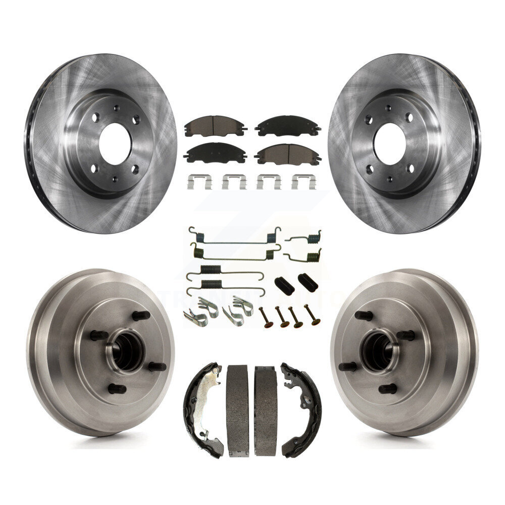 Front Rear Brake Rotor Ceramic Pad & Drum Kit (7Pc) For Ford Focus Wheel Bearing Included K8C-102377