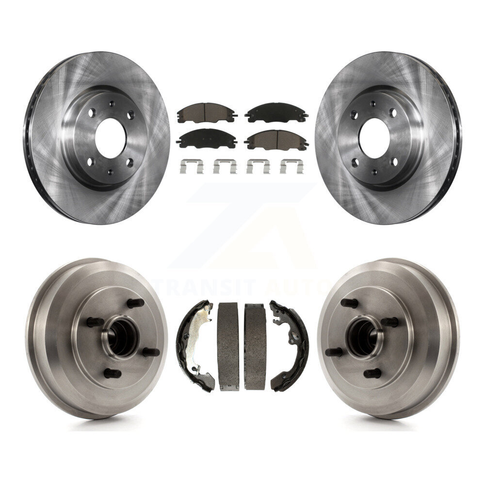 Front Rear Brake Rotors Ceramic Pad & Drum Kit For 2008 Ford Focus Wheel Bearing Included K8C-102559