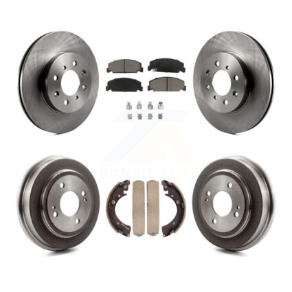 Front Rear Disc Brake Rotor Ceramic Pad Drum Kit For 1997 Honda Civic LX with 4-Wheel ABS K8C-102572