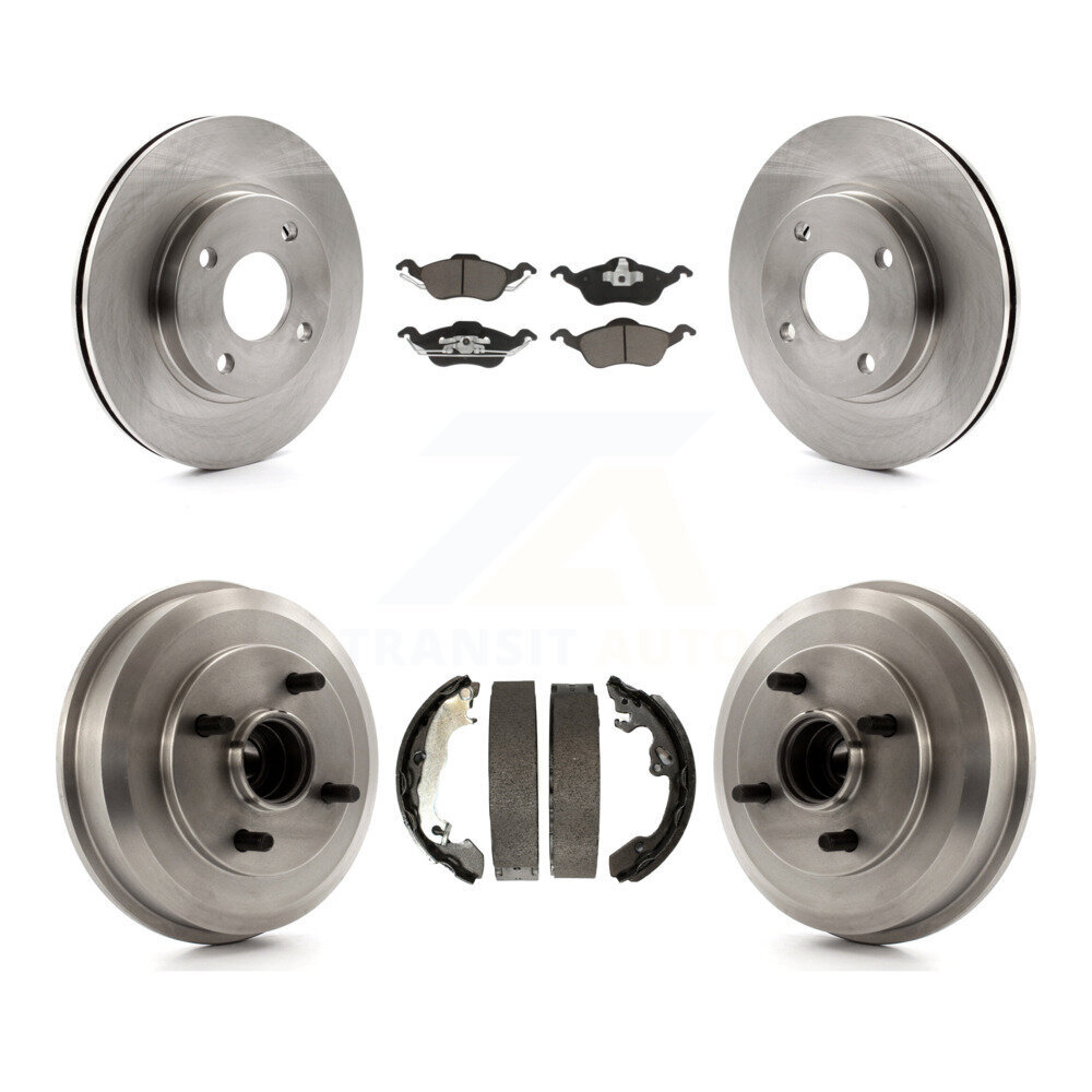 Front Rear Disc Brake Rotors Ceramic Pad & Drum Kit For Ford Focus Wheel Bearing Included K8C-102590