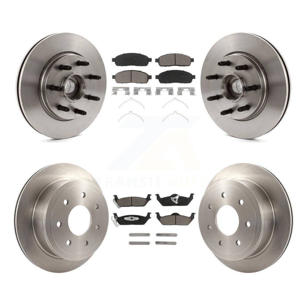 Front Rear Disc Brake Rotors And Ceramic Pads Kit For Ford F-150 Lincoln Mark LT RWD K8C-102639